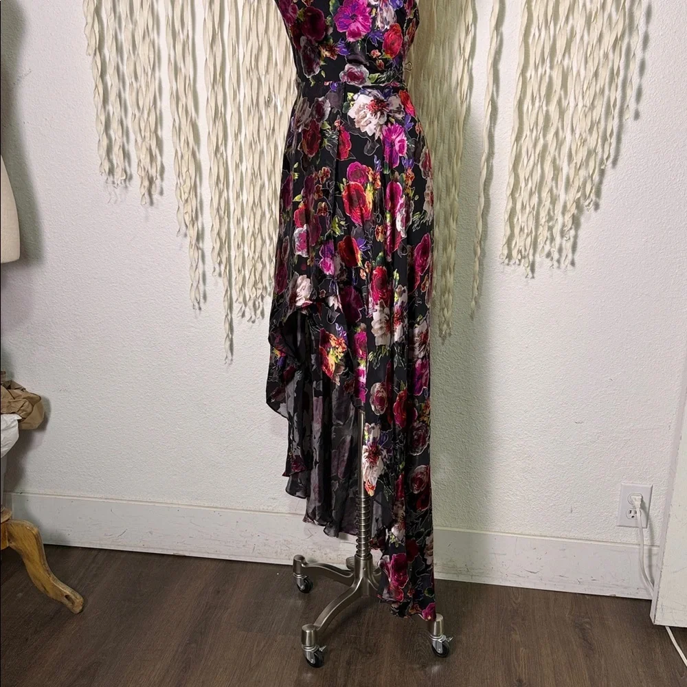 Alice + Olivia Christina Hi/Low Floral Silk Burnout Dress Size 12 - Picture 5 of 15